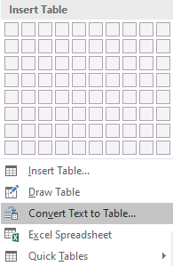 Word Insert Tab Insert Convert Text To Table