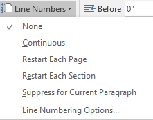 Word Layout Tab Page Setup Line Number